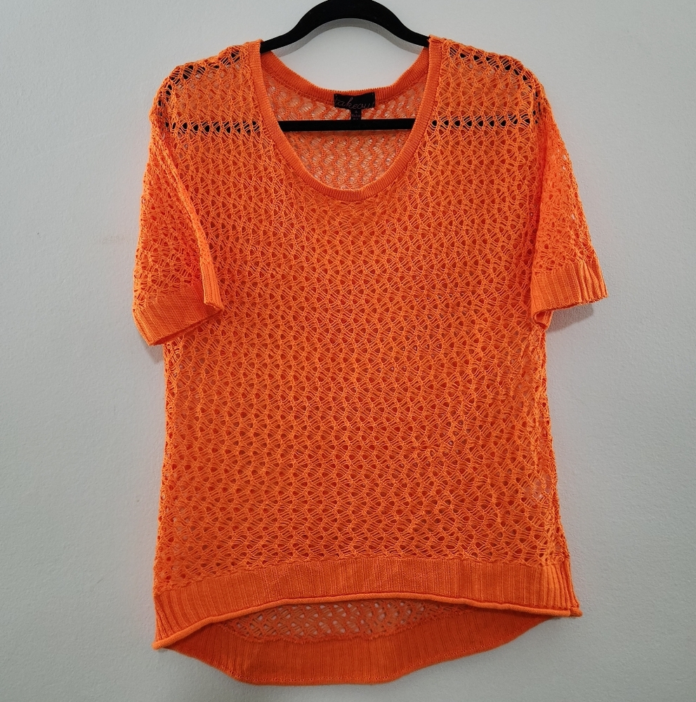 🦋 Takeout Bright Orange Mesh Top